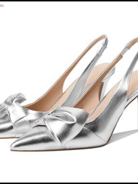 Slingback Stiletto Heels Pointed Toe Bow Detail Pumps